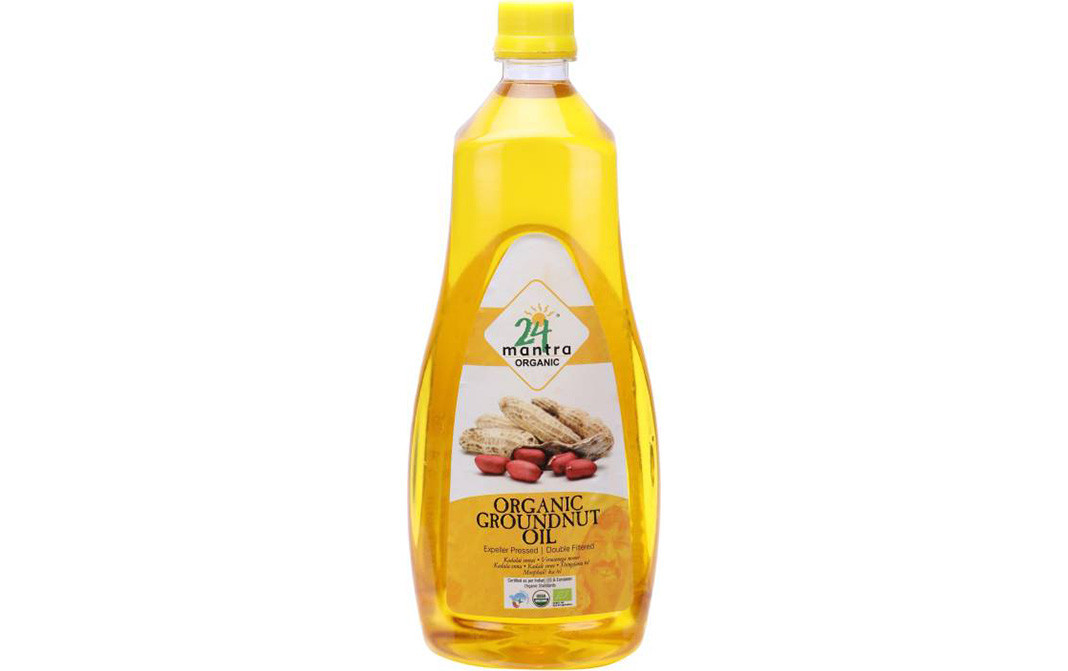 24 Mantra Organic Groundnut Oil   Plastic Bottle  1 litre